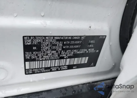 2020 Toyota Rav4 Xle from USA, damaged, VIN 2T3W1RFV5LC053423